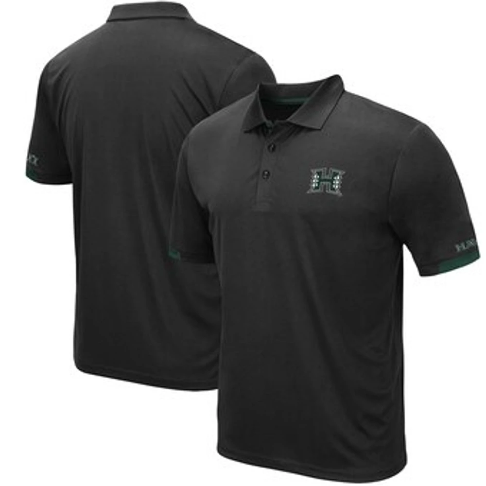 Men's Colosseum Black Hawaii Rainbow Warriors Santry Lightweight Polo