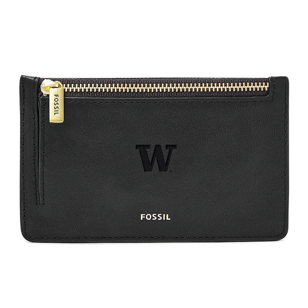 Women's Fossil Black Washington Huskies Logan Leather Card Case