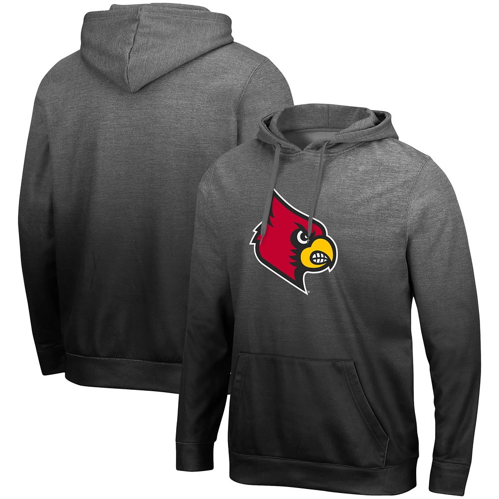 Men's Colosseum Heathered Gray Louisville Cardinals Gradient Pullover Hoodie