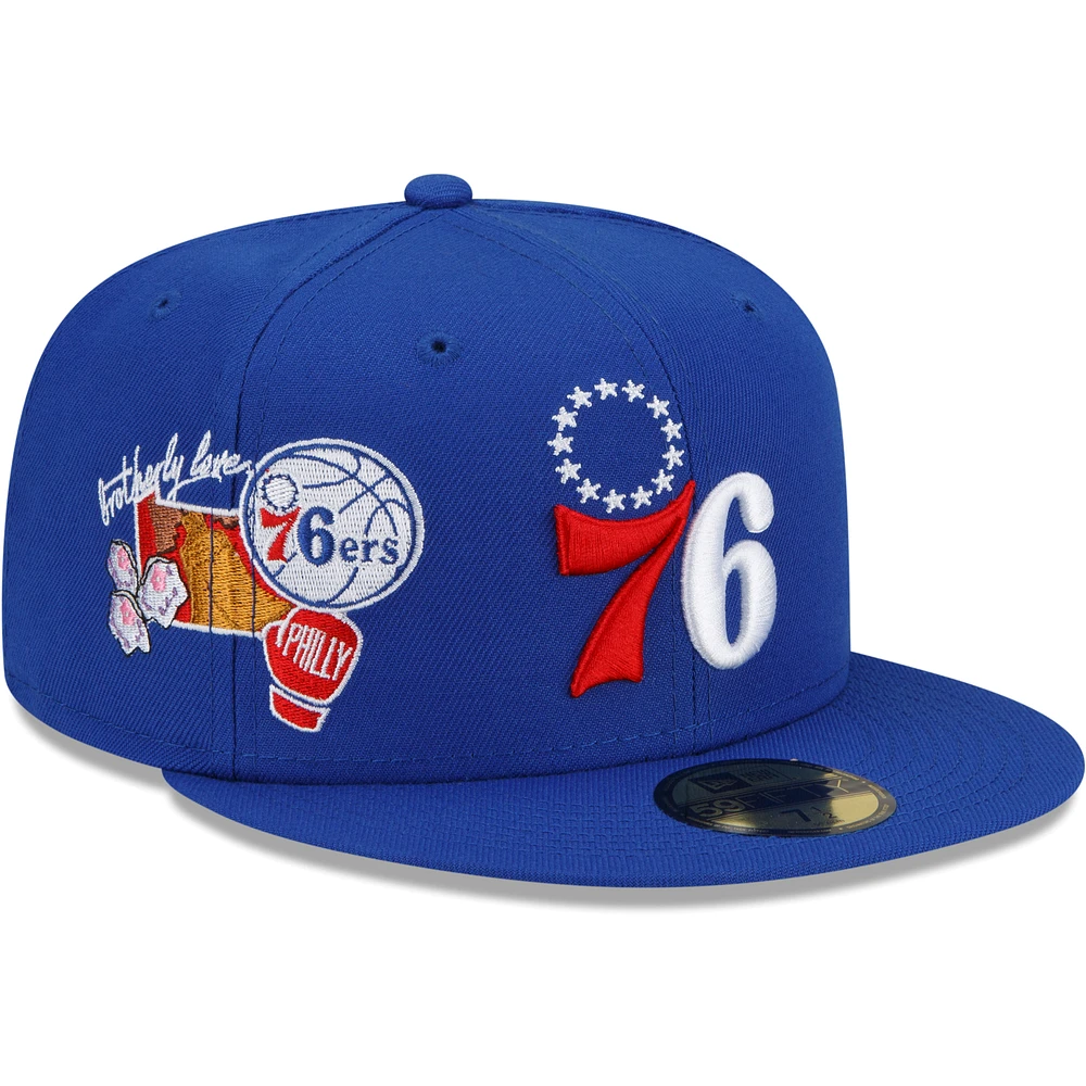 Men's New Era Royal Philadelphia 76ers City Cluster 59FIFTY Fitted Hat