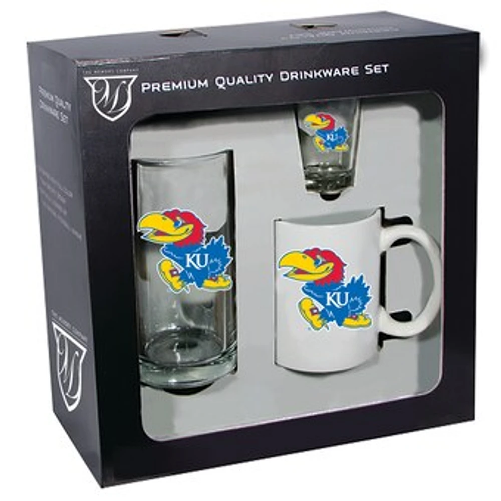 Kansas Jayhawks 15oz. Stein 11oz. Mug & 2oz. Shot Glass Set