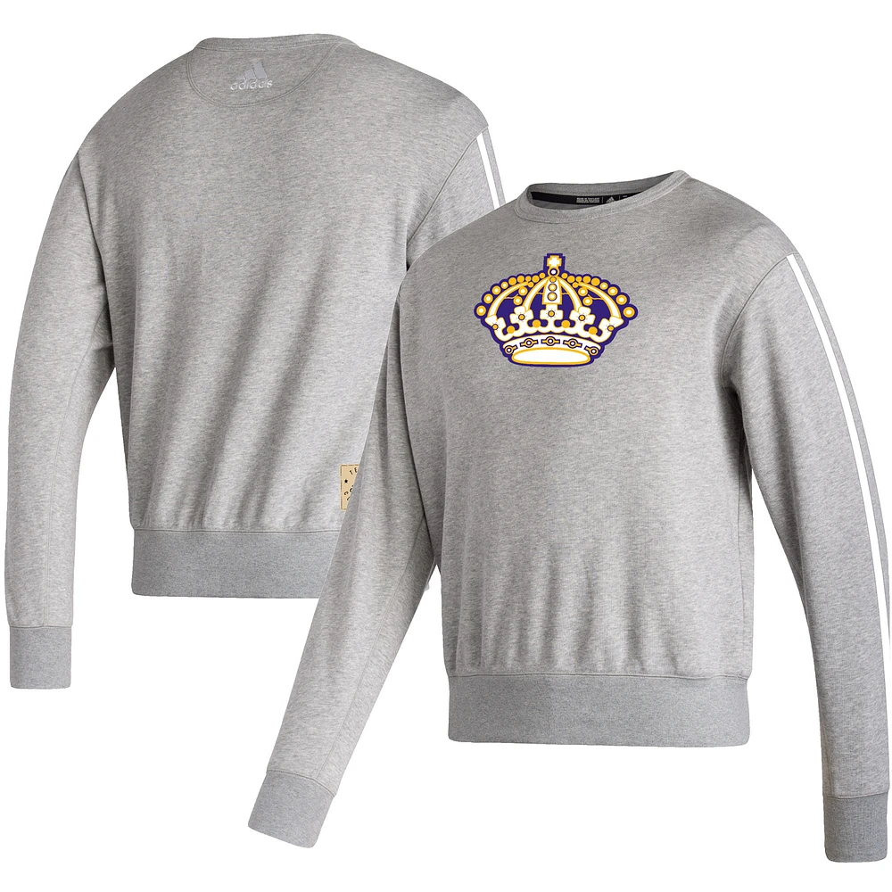 Men's adidas Heathered Gray Los Angeles Kings Team Classics Vintage Pullover Sweatshirt