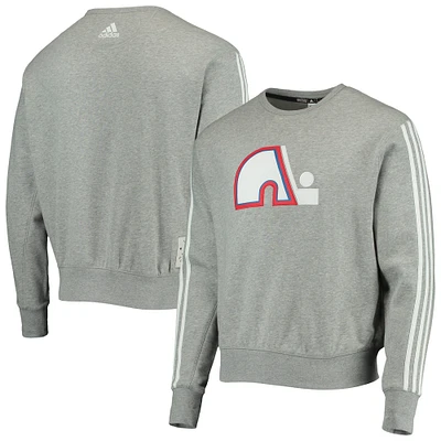 Men's adidas Heathered Gray Quebec Nordiques Team Classics Vintage Pullover Sweatshirt