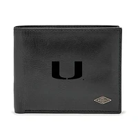Men's Fossil Black Miami Hurricanes Ryan RFID Passcase