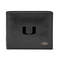 Men's Fossil Black Miami Hurricanes Ryan RFID Passcase