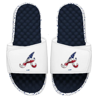 Men's ISlide White/Navy Atlanta Braves Americana Slide Sandals