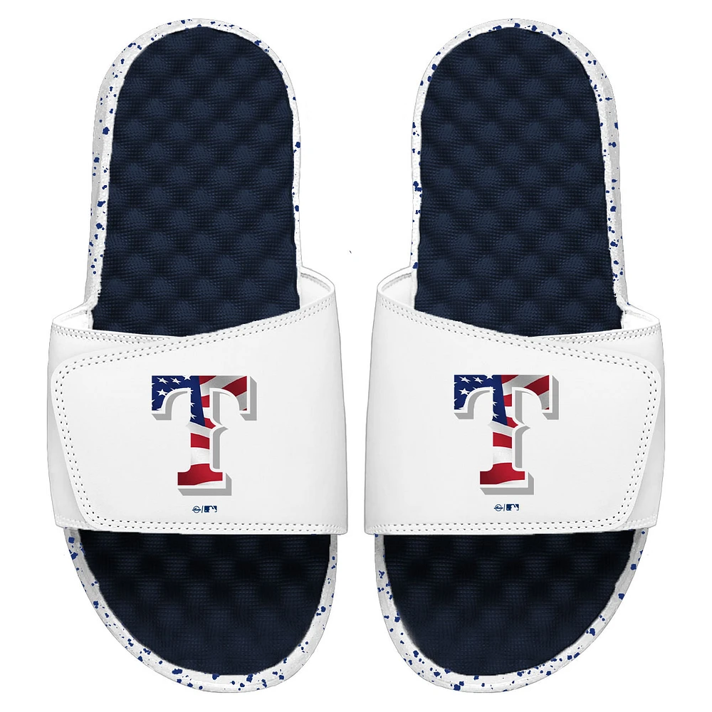 Men's ISlide White/Navy Texas Rangers Americana Slide Sandals