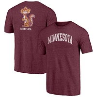 Men's Fanatics Heathered Maroon Minnesota Golden Gophers Throwback 2-Hit Arch Tri-Blend T-Shirt