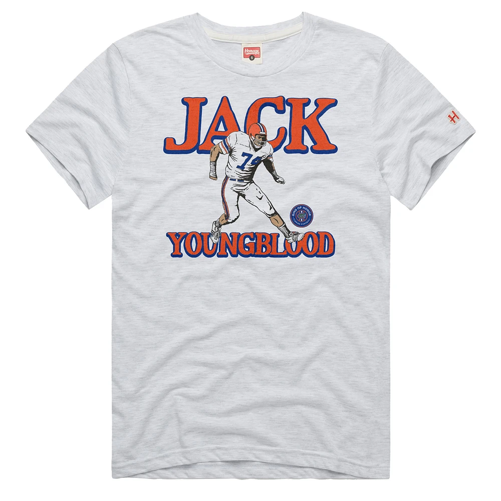 Men's Homage Jack Youngblood Heathered Gray Florida Gators Ring of Honor T-Shirt