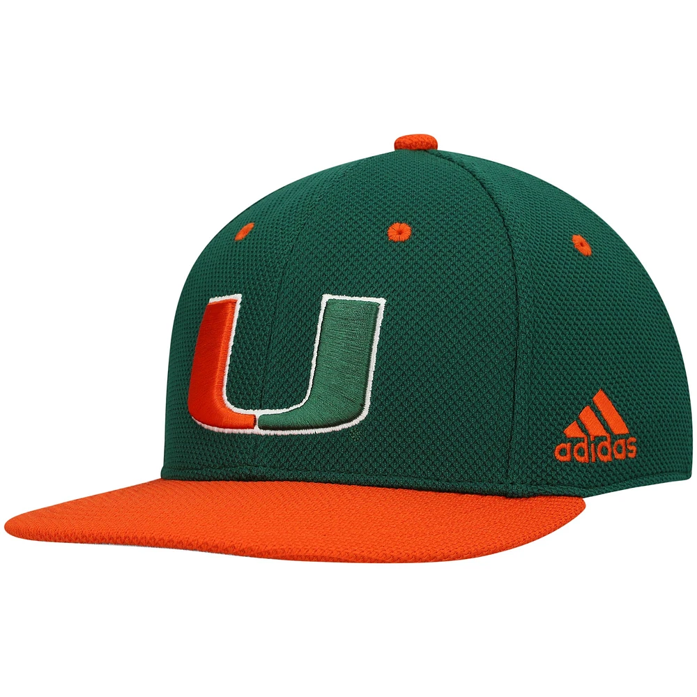 Men's adidas Miami Hurricanes On-Field Baseball Fitted Hat