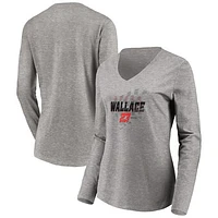 Women's Heathered Gray Bubba Wallace Difference Maker Long Sleeve V-Neck T-Shirt