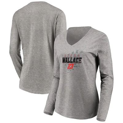 Women's Heathered Gray Bubba Wallace Difference Maker Long Sleeve V-Neck T-Shirt