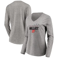 Women's Heathered Gray Bubba Wallace Difference Maker Long Sleeve V-Neck T-Shirt