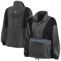 Women's WEAR by Erin Andrews Charcoal Seattle Kraken Popover Packable Half-Zip Jacket