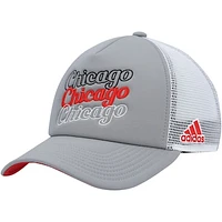 Women's adidas Gray/White Chicago Blackhawks Foam Trucker Snapback Hat