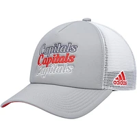 Women's adidas Gray/White Washington Capitals Foam Trucker Snapback Hat