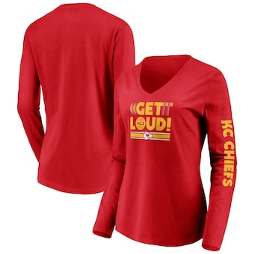 Women's Red Kansas City Chiefs Hometown Collection V-Neck Long Sleeve T-Shirt