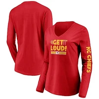 Women's Red Kansas City Chiefs Hometown Collection V-Neck Long Sleeve T-Shirt