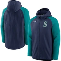 Men's Nike Navy/Aqua Seattle Mariners Authentic Collection Performance Raglan Full-Zip Hoodie