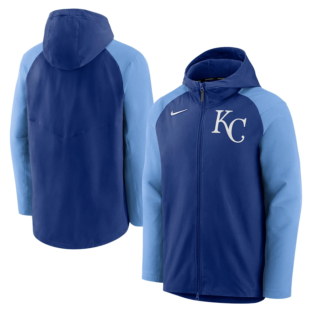 Men's Nike Royal/ Kansas City Royals Authentic Collection Performance Raglan Full-Zip Hoodie