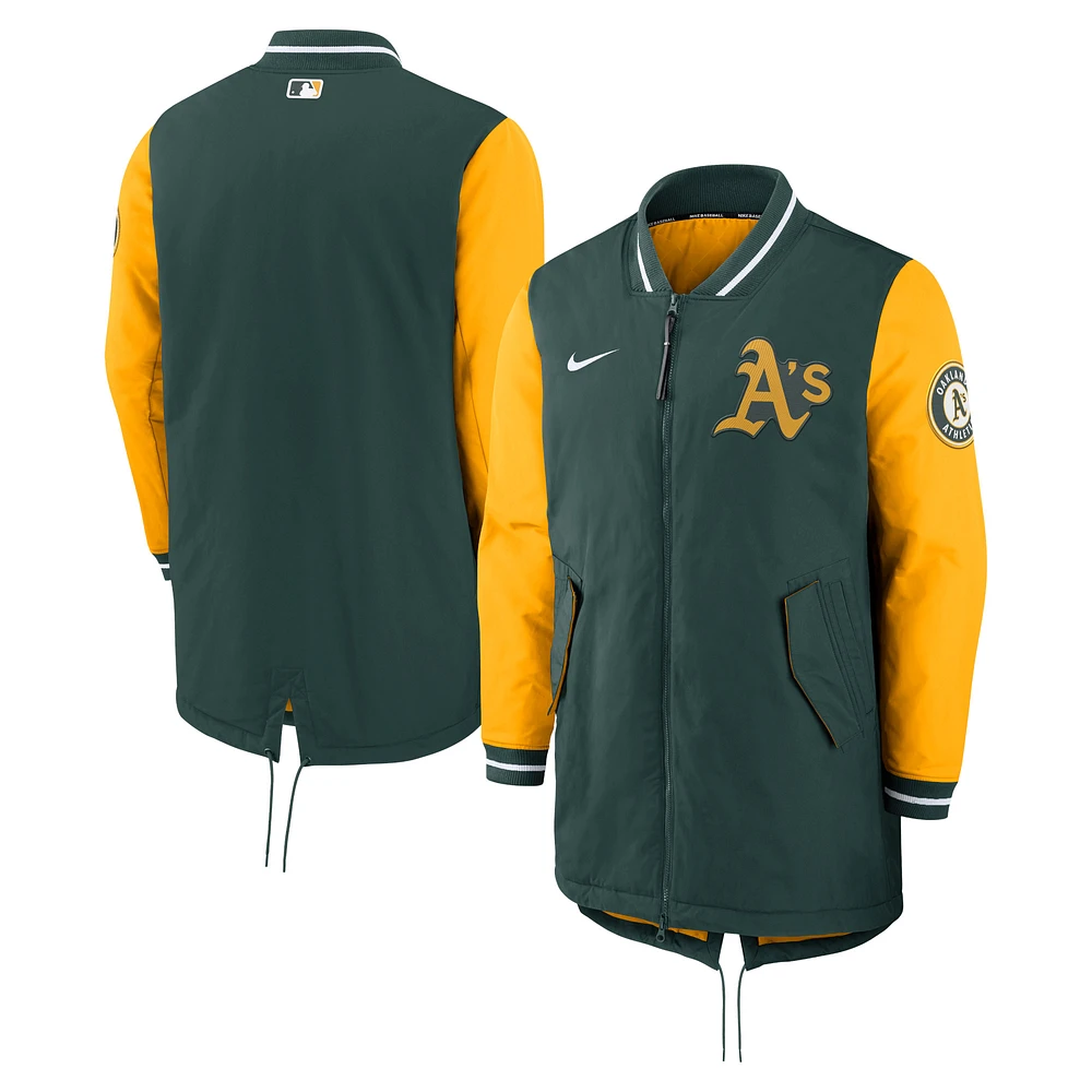 Men's Nike Green Oakland Athletics Authentic Collection Dugout Performance Full-Zip Jacket