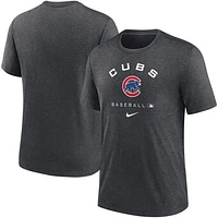 Men's Nike Heathered Charcoal Chicago Cubs Authentic Collection Tri-Blend Performance T-Shirt