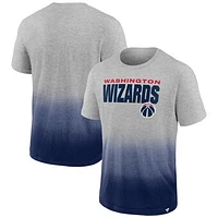 Men's Fanatics Heathered Gray/Navy Washington Wizards Board Crasher Dip-Dye T-Shirt