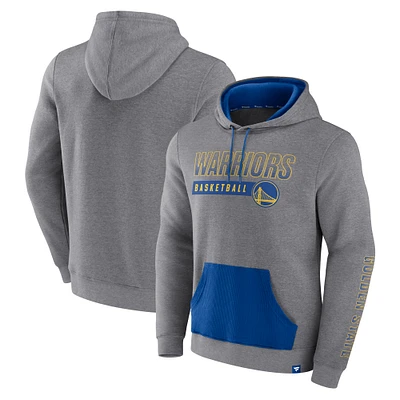 Men's Fanatics Heathered Gray Golden State Warriors Off The Bench Color Block Pullover Hoodie