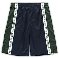 Men's Fanatics Navy/Hunter Green Milwaukee Bucks Big & Tall Tape Mesh Shorts