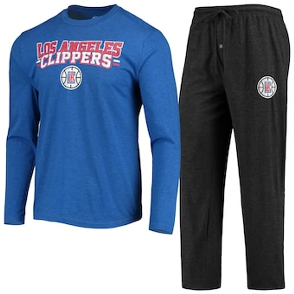 Men's Concepts Sport Black/Royal LA Clippers Long Sleeve T-Shirt & Pants Sleep Set