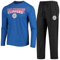 Men's Concepts Sport Black/Royal LA Clippers Long Sleeve T-Shirt & Pants Sleep Set