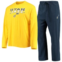 Men's Concepts Sport Navy/Gold Utah Jazz Long Sleeve T-Shirt & Pants Sleep Set