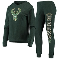 Women's Concepts Sport Hunter Green Milwaukee Bucks Hoodie & Pants Sleep Set