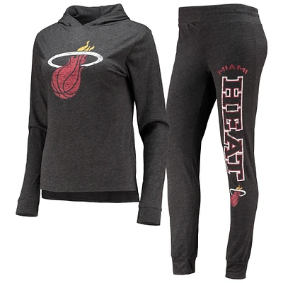 Women's Concepts Sport Black Miami Heat Hoodie & Pants Sleep Set