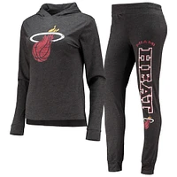 Women's Concepts Sport Black Miami Heat Hoodie & Pants Sleep Set