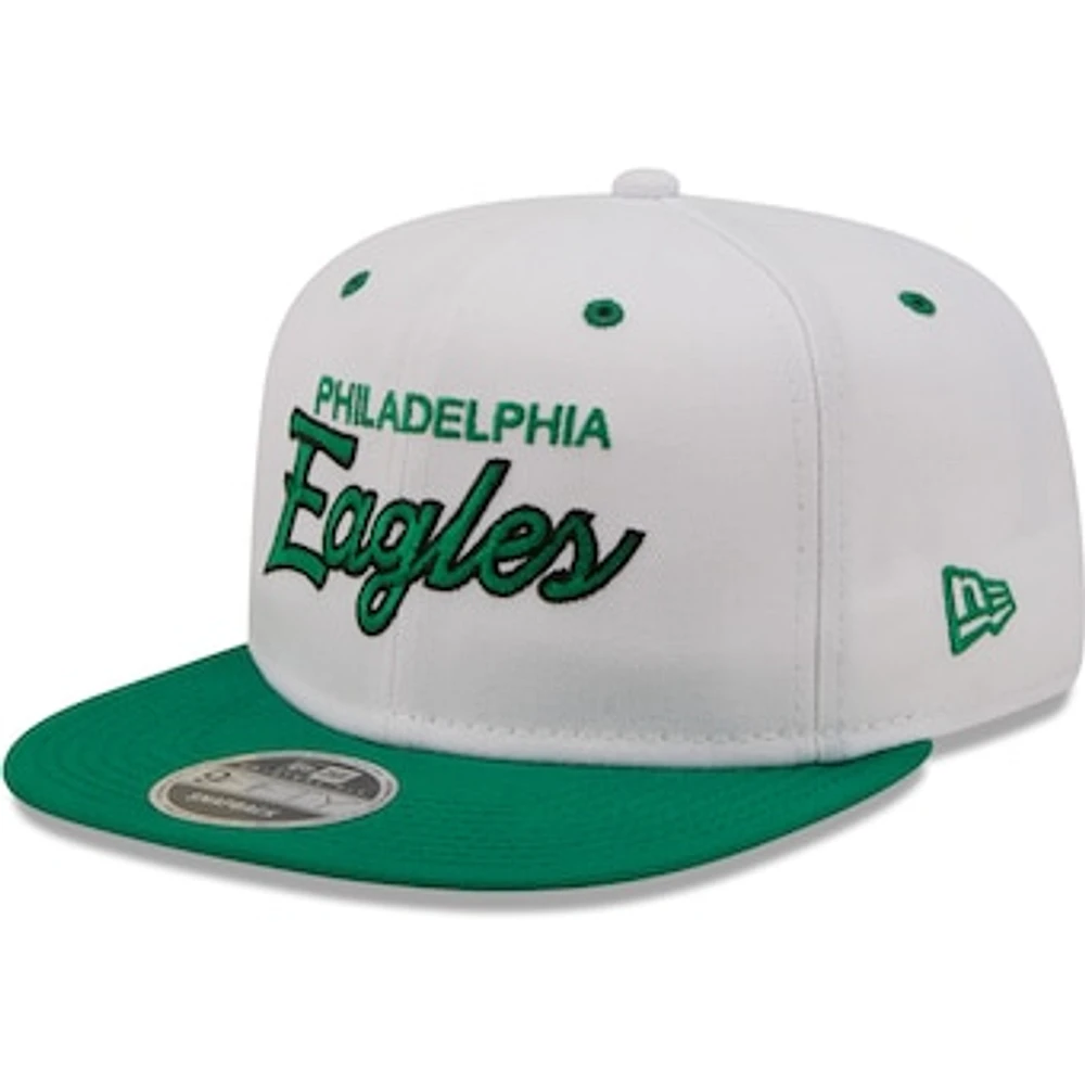 Men's New Era White/Kelly Green Philadelphia Eagles Sparky Original 9FIFTY Snapback Hat