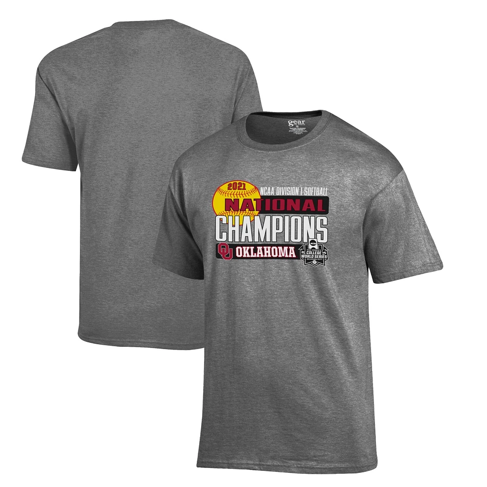 Men's Gray Oklahoma Sooners 2021 NCAA Softball Women's College World Series Champions Locker Room T-Shirt