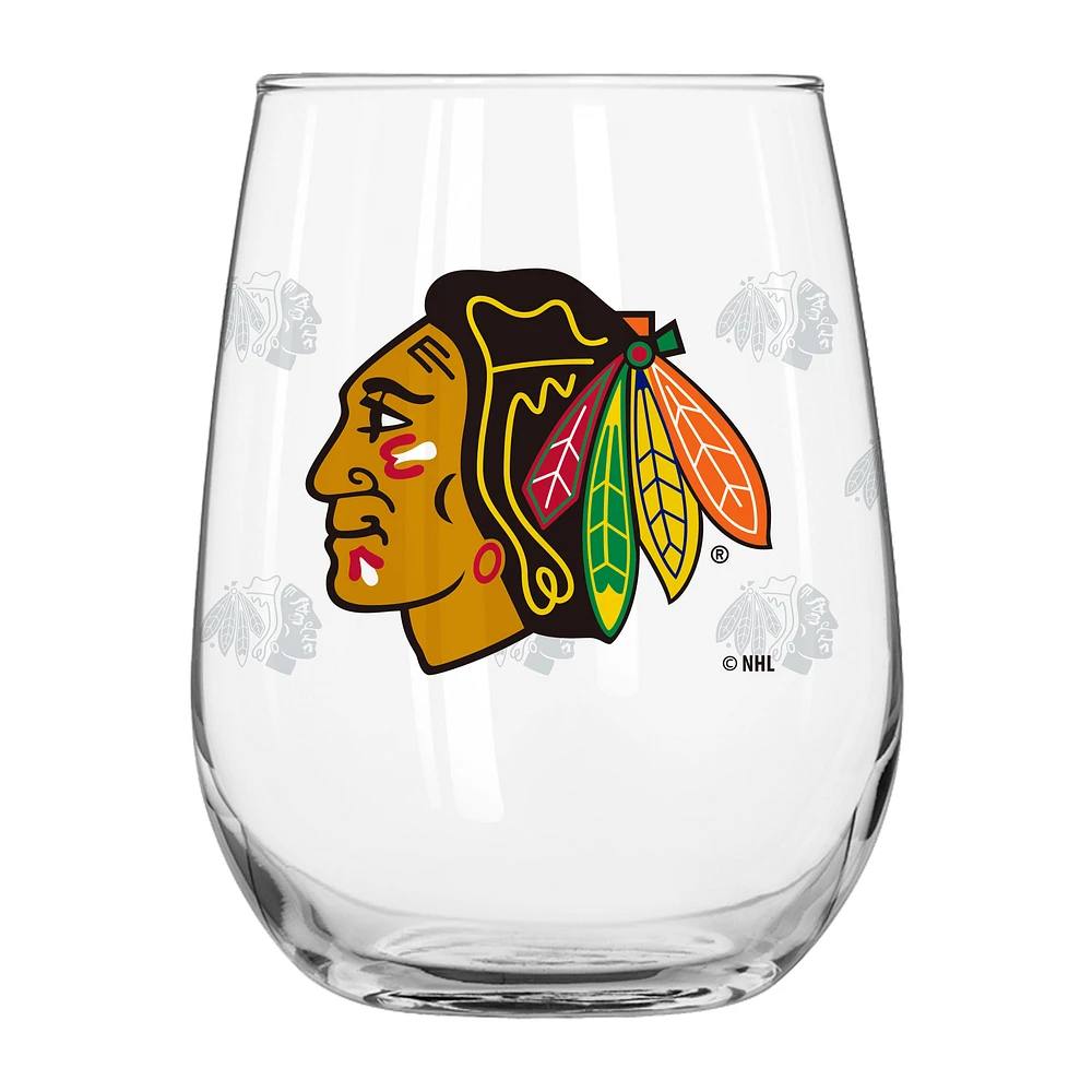 Chicago Blackhawks 16oz. Satin-Etched Logo Curved Beverage Glass