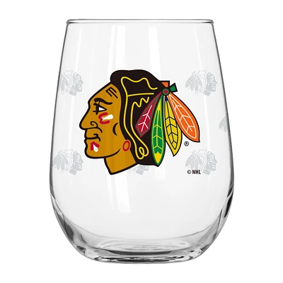 Chicago Blackhawks 16oz. Satin-Etched Logo Curved Beverage Glass