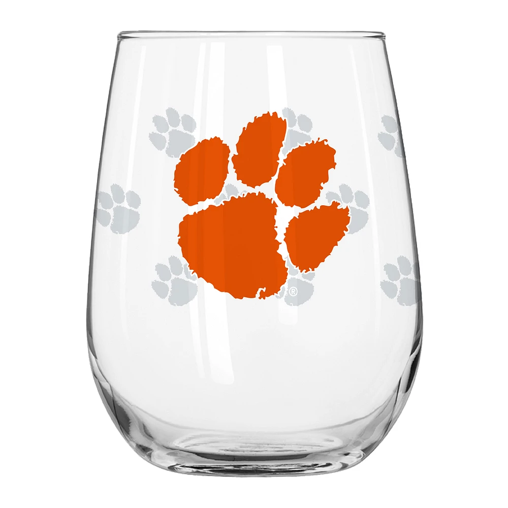 Clemson Tigers 16oz. Satin-Etched Logo Curved Beverage Glass