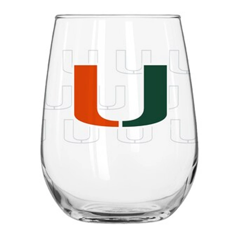 Miami Hurricanes 16oz. Satin-Etched Logo Curved Beverage Glass