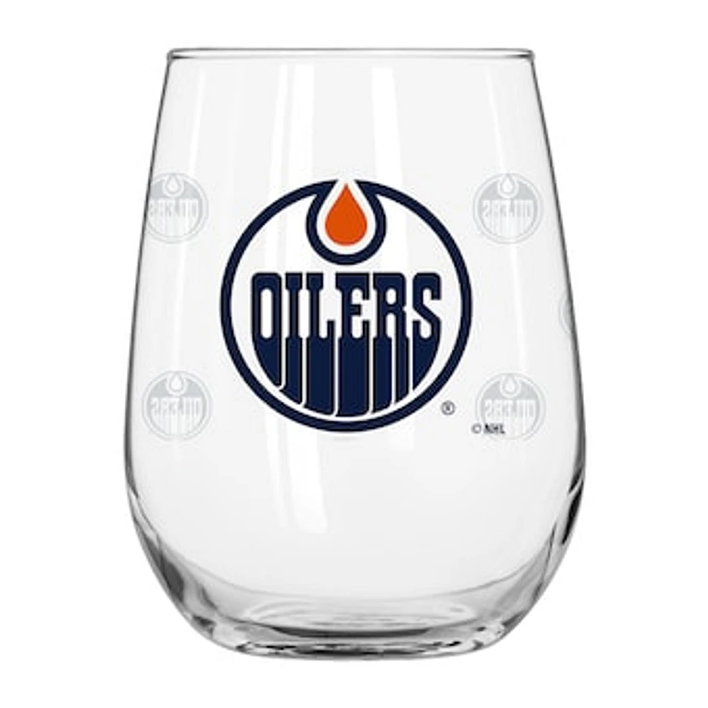 Edmonton Oilers 16oz. Satin-Etched Logo Curved Beverage Glass