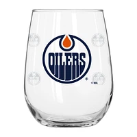 Edmonton Oilers 16oz. Satin-Etched Logo Curved Beverage Glass