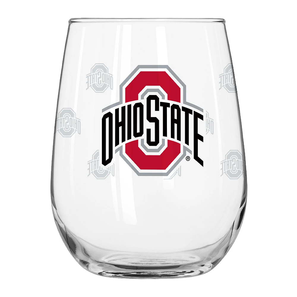 Ohio State Buckeyes 16oz. Satin-Etched Logo Curved Beverage Glass