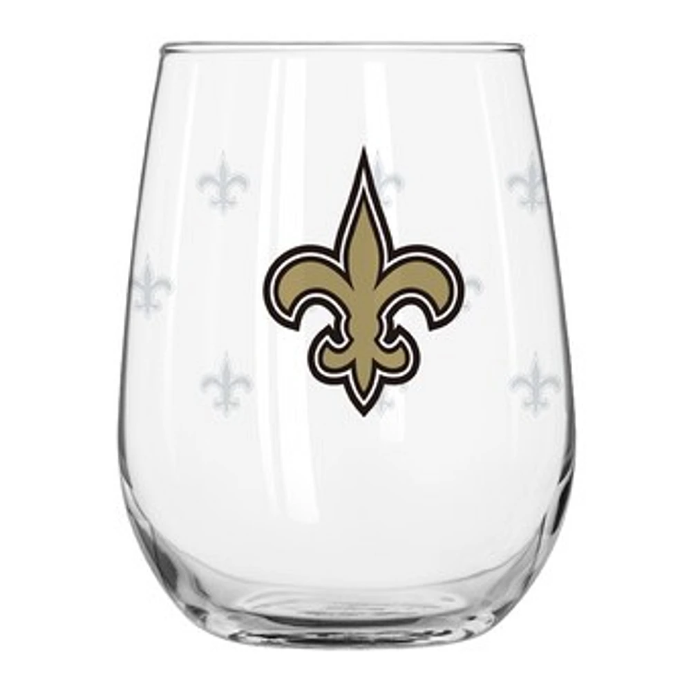 New Orleans Saints 16oz. Satin-Etched Logo Curved Beverage Glass