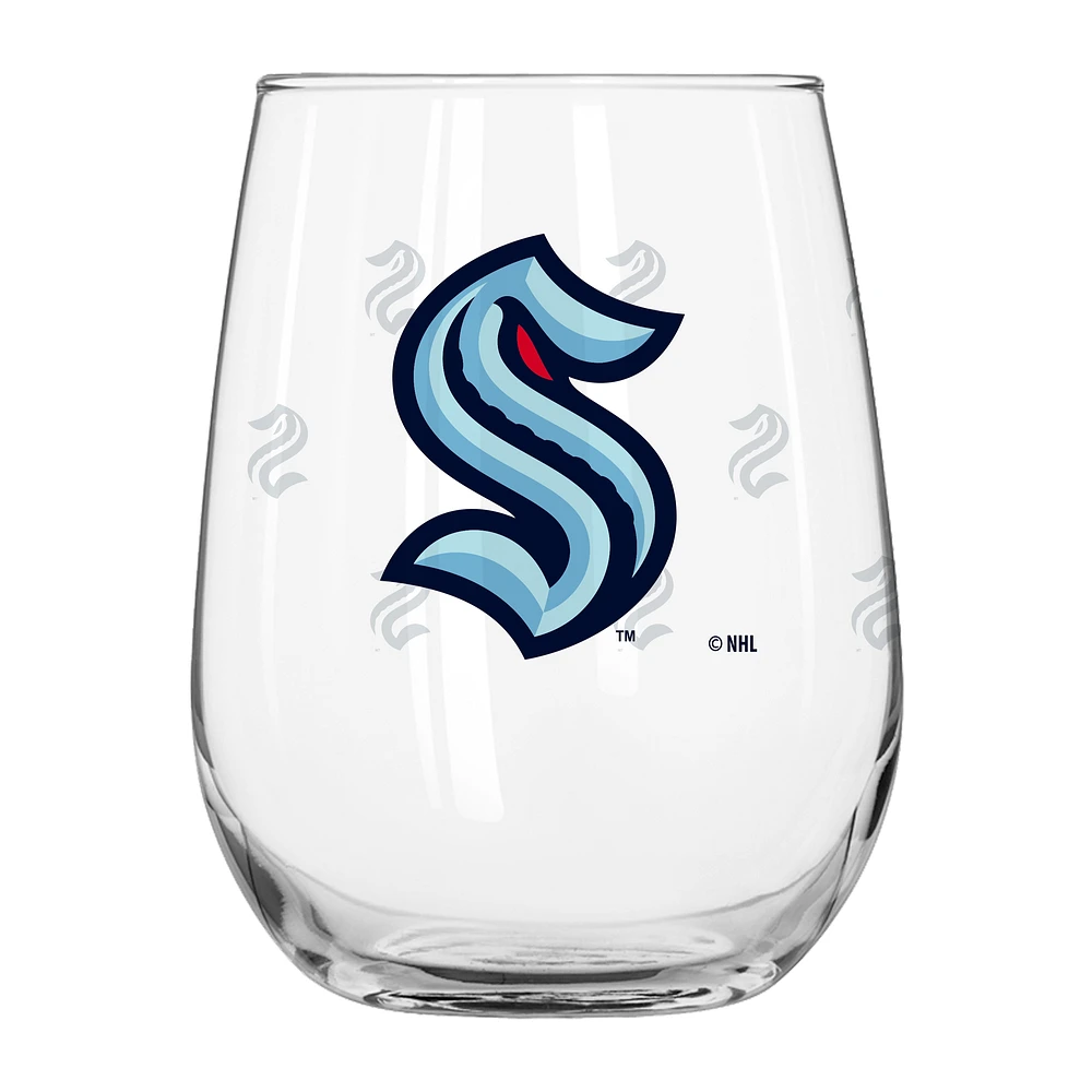 Seattle Kraken 16oz. Satin-Etched Logo Curved Beverage Glass