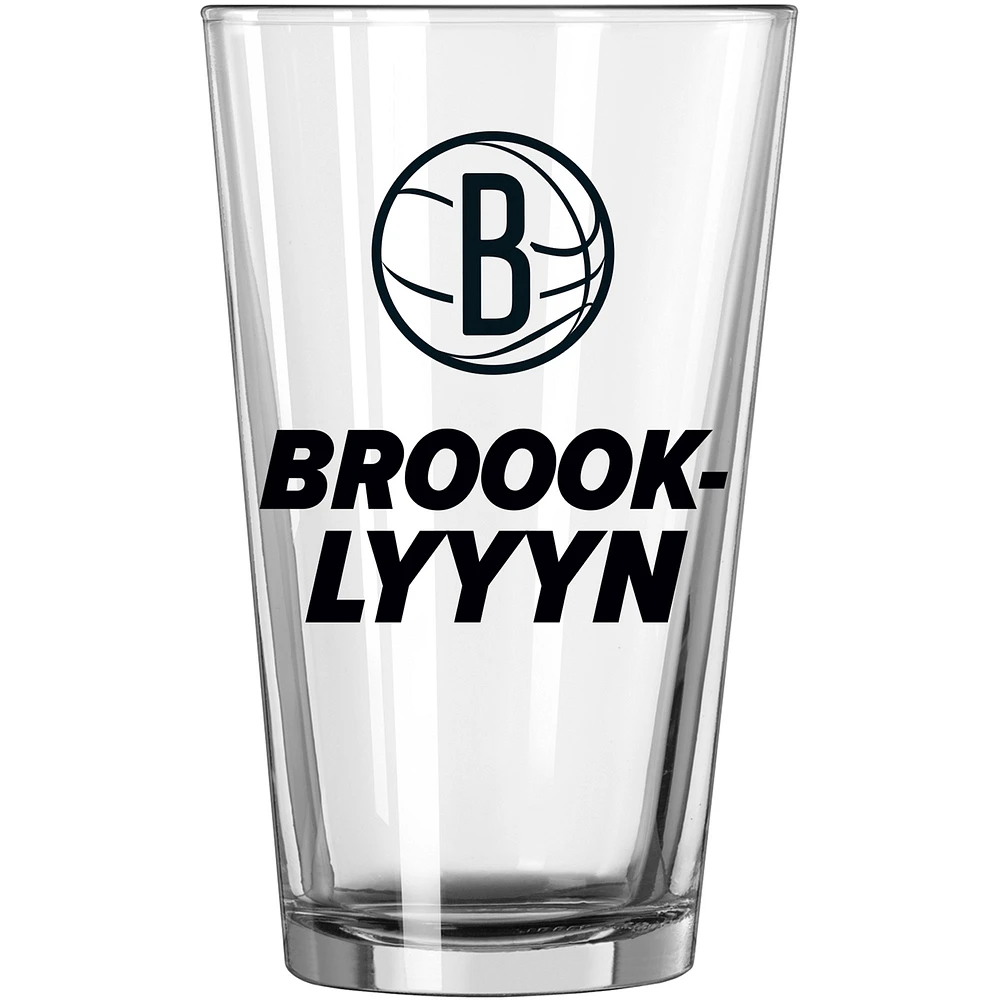 Brooklyn Nets 16oz. Team Slogan Pint Glass