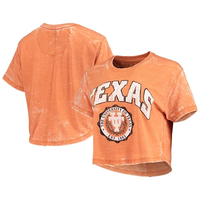 Women's Pressbox Burnt Orange Texas Longhorns Edith Vintage Burnout Crop T-Shirt