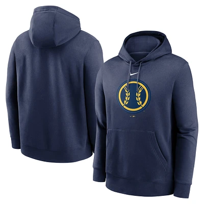 Men's Nike Navy Milwaukee Brewers Alternate Logo Club Pullover Hoodie