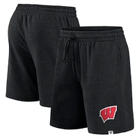 Men's Fanatics Heathered Black Wisconsin Badgers Primary Logo Shorts